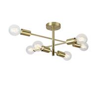 Luminosa Lighting Luminosa Atlantico Industrial, Retro 6 Light Multi Arm Semi Flush Ceiling Lamp, E27