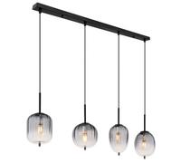 Luminosa Lighting Luminosa Attila Bar Pendant Ceiling Light Matt Black Smoke Glass Shade 4X E14