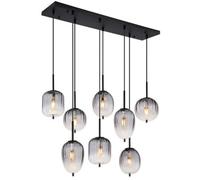 Luminosa Lighting Luminosa Attila Cluster Pendant Ceiling Light Matt Black Smoke Glass Shade 8X E14