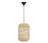 Luminosa Lighting Luminosa Aurora Dome Pendant Ceiling Light Natural Rattan Black Fabric Wire, Base Led E27