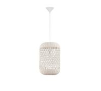 Luminosa Lighting Luminosa Aurora Dome Pendant Ceiling Light White Rattan White Fabric Wire, Base Led E27