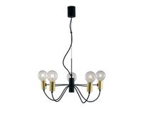 Luminosa Lighting Luminosa Axon 5 Arm Ceiling Pendant, Black, Gold, E27