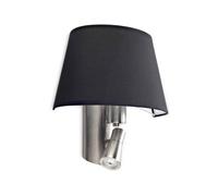 Luminosa Lighting Luminosa Balmoral 1+1 Light Indoor Wall Lamp Satin Nickel With Black Shade, E27