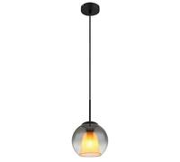 Luminosa Lighting Luminosa Barry 20Cm Dome Pendant Ceiling Light Matt Black Ball Smoke Glass Shade 1X E27