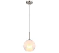 Luminosa Lighting Luminosa Barry 20Cm Dome Pendant Ceiling Light Nickel Matt Ball Opal Glass Shade 1X E27