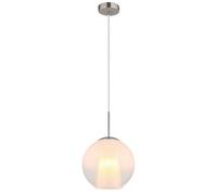 Luminosa Lighting Luminosa Barry 25Cm Dome Pendant Ceiling Light Nickel Matt Ball Opal Glass Shade 1X E27