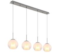 Luminosa Lighting Luminosa Barry Bar Pendant Ceiling Light Nickel Matt Balls Opal Glass Shade 4X E27