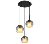 Luminosa Lighting Luminosa Barry Cluster Pendant Ceiling Light Matt Black Balls Smoke Glass Shade 3X E27
