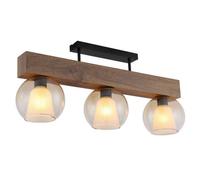 Luminosa Lighting Luminosa Barry I Ceiling Spotlight Bar Matt Black Amber Glass Shade 3X E27