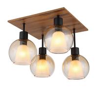 Netlighting Barry I Shade Cluster Ceiling Light Black Amber Glass Shade 4x E27 Netlighting Black