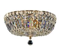 Luminosa Lighting Luminosa Basfor Semi Flush Ceiling Lamp Gold Antique & Crystal, 3 Light, E14