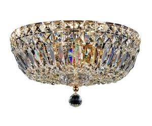 Luminosa Lighting Luminosa Basfor Semi Flush Ceiling Lamp Gold Antique & Crystal, 3 Light, E14