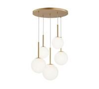 Luminosa Lighting Luminosa Basic Form Modern Cluster Pendant Ceiling Light Gold 5Xe14 White Shade