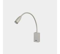 LEDS C4 Bed Rectangular LED Reading Light Adjustable Arm Satin Nickel IP20 2.2W 3000K