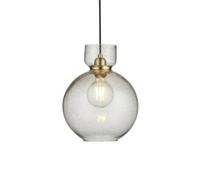 Luminosa Lighting Luminosa Belvoir Dome Pendant Ceiling Light Brass Plate & Clear Bubble Glass 10W Led E27