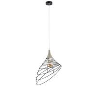 Luminosa Lighting Luminosa Ben Wire Frame Pendant Ceiling Light Black, Wood, 29Cm, 1X E27