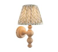 Luminosa Lighting Luminosa Bibury Natural Ash Wall Light With Herb Garden Green Fabric Leaf Shade 20Cm B22