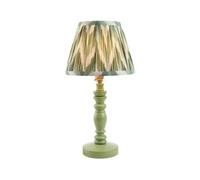 Luminosa Lighting Luminosa Bibury Satin Cotswold Green Paint Table Lamp With Cotswold Green Fabric Zigzag Shade 20Cm B22