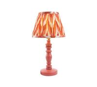 Luminosa Lighting Luminosa Bibury Satin Pink Clay Paint Table Lamp With Apricot Orange Fabric Zigzag Shade 20Cm B22