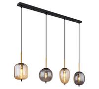 Luminosa Lighting Luminosa Blacky Bar Pendant Ceiling Light Matt Black Smoke Glass Shade 4X E14