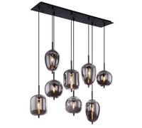 Luminosa Lighting Luminosa Blacky Cluster Pendant Ceiling Light Black Glass Shade 8X E14