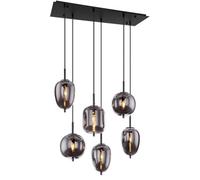 Globo Blacky hanging light, black/smoke grey, length 80 cm, 6-bulb.