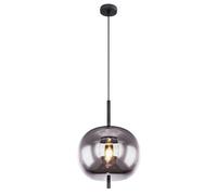 Globo Smoky Large Round Single Black Pendant, Black