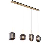 Luminosa Lighting Luminosa Blacky I Bar Pendant Ceiling Light Brass-Coloured Glass Shade 4X E14