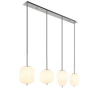 Luminosa Lighting Luminosa Blacky I Bar Pendant Ceiling Light Nickel Matt Opal Glass Shade 4X E14