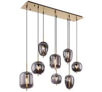 Luminosa Lighting Luminosa Blacky I Cluster Pendant Ceiling Light Brass-Coloured Glass Shade 8X E14