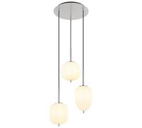 Luminosa Lighting Luminosa Blacky I Cluster Pendant Ceiling Light Nickel Matt Opal Glass Shade 3X E14