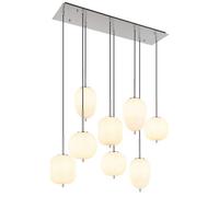 Luminosa Lighting Luminosa Blacky I Cluster Pendant Ceiling Light Nickel Matt Opal Glass Shade 8X E14