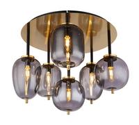 Globo Smoky 6 Light Semi-flush Gold Ceiling Light With Smoked Shades