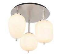 Globo Lighting Blacky I Globe Ceiling -Light Nickel Matt Opal Glass Shade 3x E14