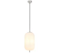 Luminosa Lighting Luminosa Blacky I Slim Pendant Ceiling Light Nickel Matt Opal Glass Shade 1X E27