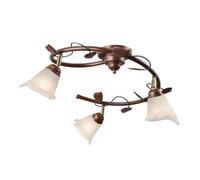 Luminosa Lighting Luminosa Bluszcz Multi Arm Semi Flush Ceiling Light With Glass Shades, Brown, 3X E14