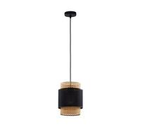 Luminosa Lighting Luminosa Boho Slim Pendant Ceiling Light Black, Rattan 1Xe27