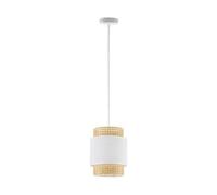 Luminosa Lighting Luminosa Boho Slim Pendant Ceiling Light White, Rattan 1Xe27