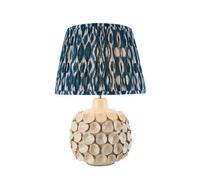 Luminosa Lighting Luminosa Borello Ivory Crackle Glaze Table Lamp With Marlin Blue Fabric Ikat Shade 35Cm B22