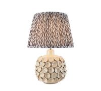 Luminosa Lighting Luminosa Borello Ivory Crackle Glaze Table Lamp With Pearl Grey Fabric Leaf Shade 35Cm B22