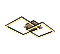 Globo Bossy LED ceiling lamp, length 53, black/dark wood, wood