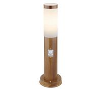 Luminosa Lighting Luminosa Boston Pir Outdoor Pedestal Light Wood Look Ip44 1X E27 Dawn Dusk Sensor