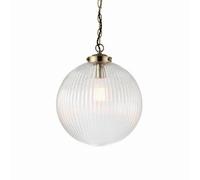 Luminosa Lighting Luminosa Brydon 35Cm Globe Ceiling Pendant Antique Brass, Clear Glass, E27