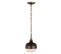 Elstead Lighting Cadence 1 Light Dome Ceiling Mini Pendant Antique Brass, Black,