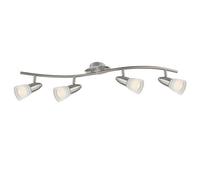 Luminosa Lighting Luminosa Caleb Ceiling Spotlight Bar Chrome Opal Glass Shade 4X E14 3000K