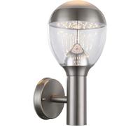 Globo Callisto Stainless Steel LED Outdoor Wall Light, Silver