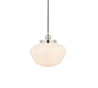Luminosa Lighting Luminosa Camberley Dome Pendant Ceiling Light Bright Nickel Plate, Opal Glass, 1X E27