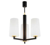 Luminosa Lighting Luminosa Camelot Plus Multi Arm Pendant Ceiling 3 Light Opal Matt, Black Matt,brass Elements
