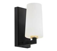 Luminosa Lighting Luminosa Camelot Plus Wall Lamp With Shade Opal Matt, Black Matt,brass Elements