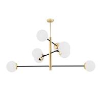 Luminosa Lighting Luminosa Cameron Globe Pendant Ceiling 8 Light Opal Matt, Black Structure, Brass Steel